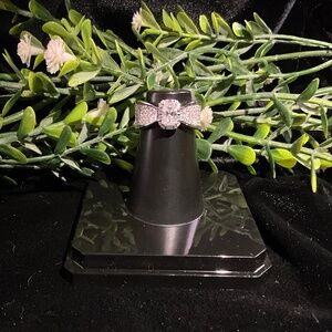 Bow Statement Ring Moissanite Sterling Silver Sz 6